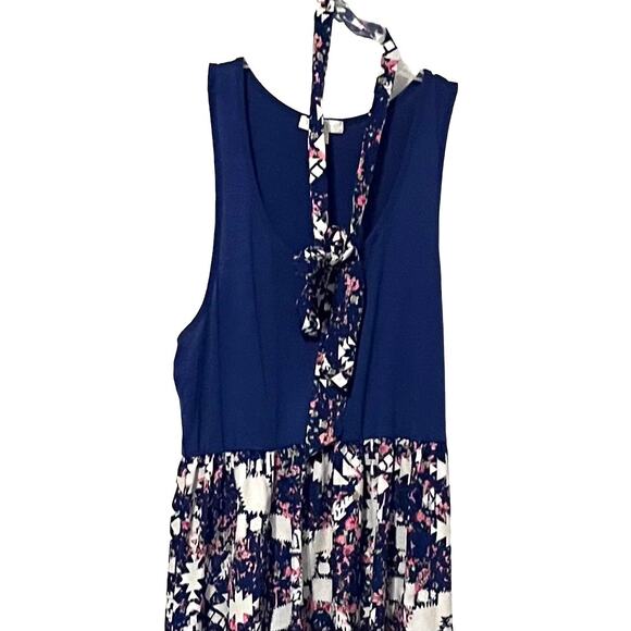 LOVE, FIRE SLEEVELESS SCOOP NECK DRESS, WOMENS, XL, BLUE PINK WHITE FLORAL - Picture 7 of 12